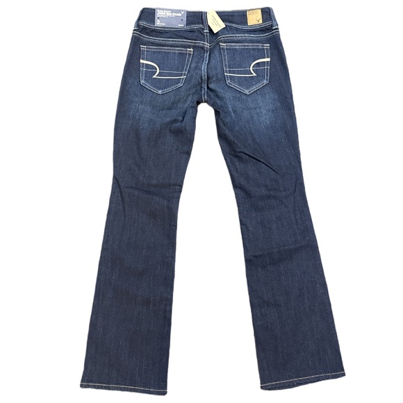 '10 AMERICAN EAGLE deadstock women's deep indigo lowrise slim boot jeans, 2 S. - Picture 4 of 6
